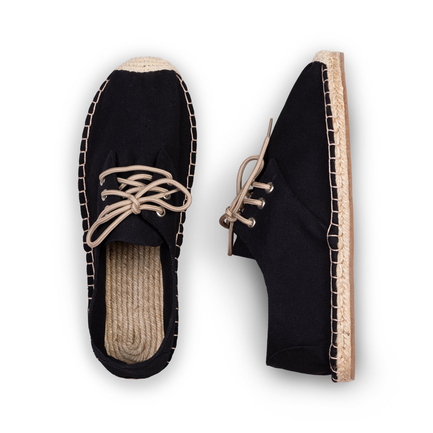 Men's Jet Black Lace-Up Espadrilles