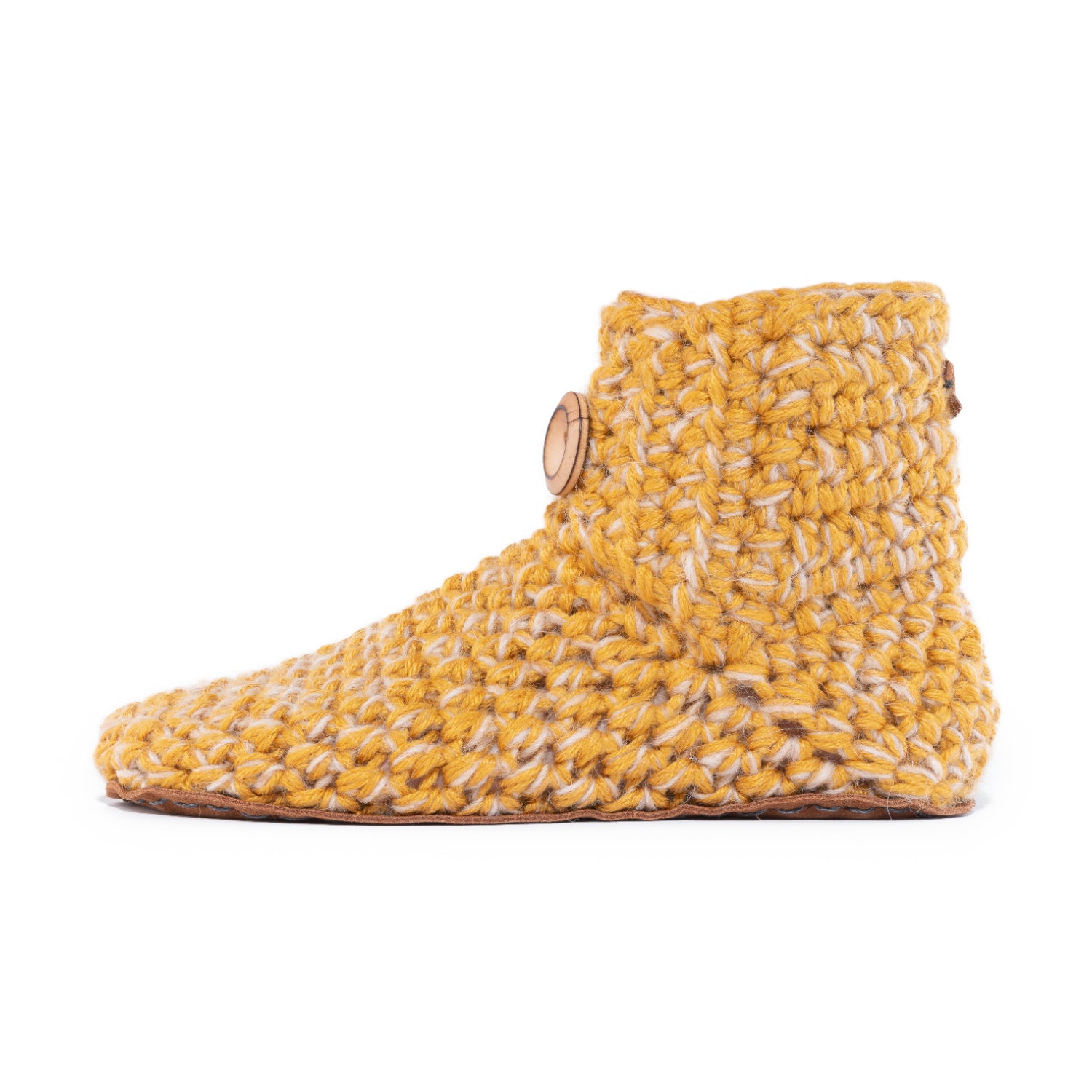 Handmade Bamboo Wool Bootie Slipper in Butterscotch Yellow by Kingdom of Wow