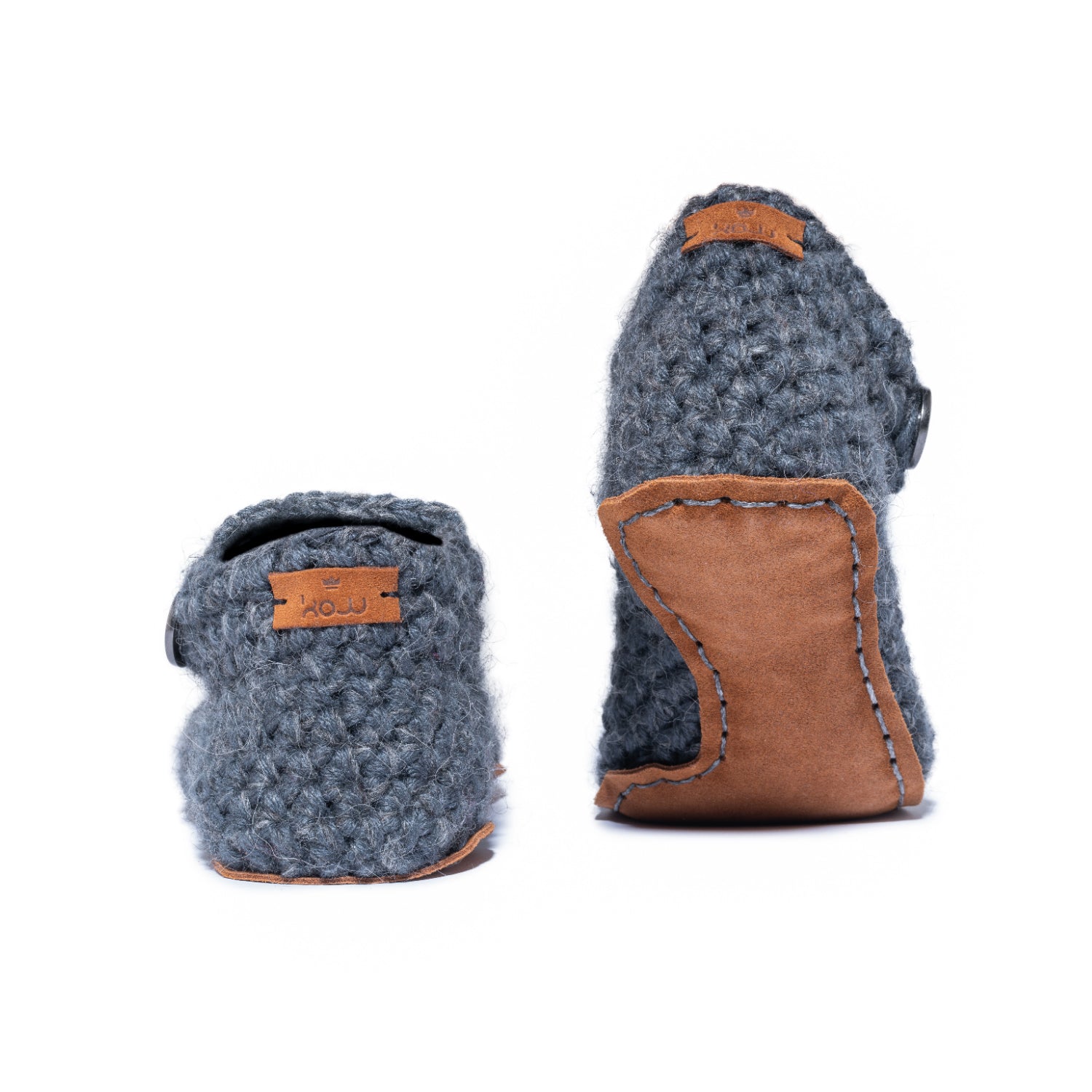 Handmade Ankle Bootie Bamboo Wool Slippers in Charcoal Grey by Kingdom of Wow