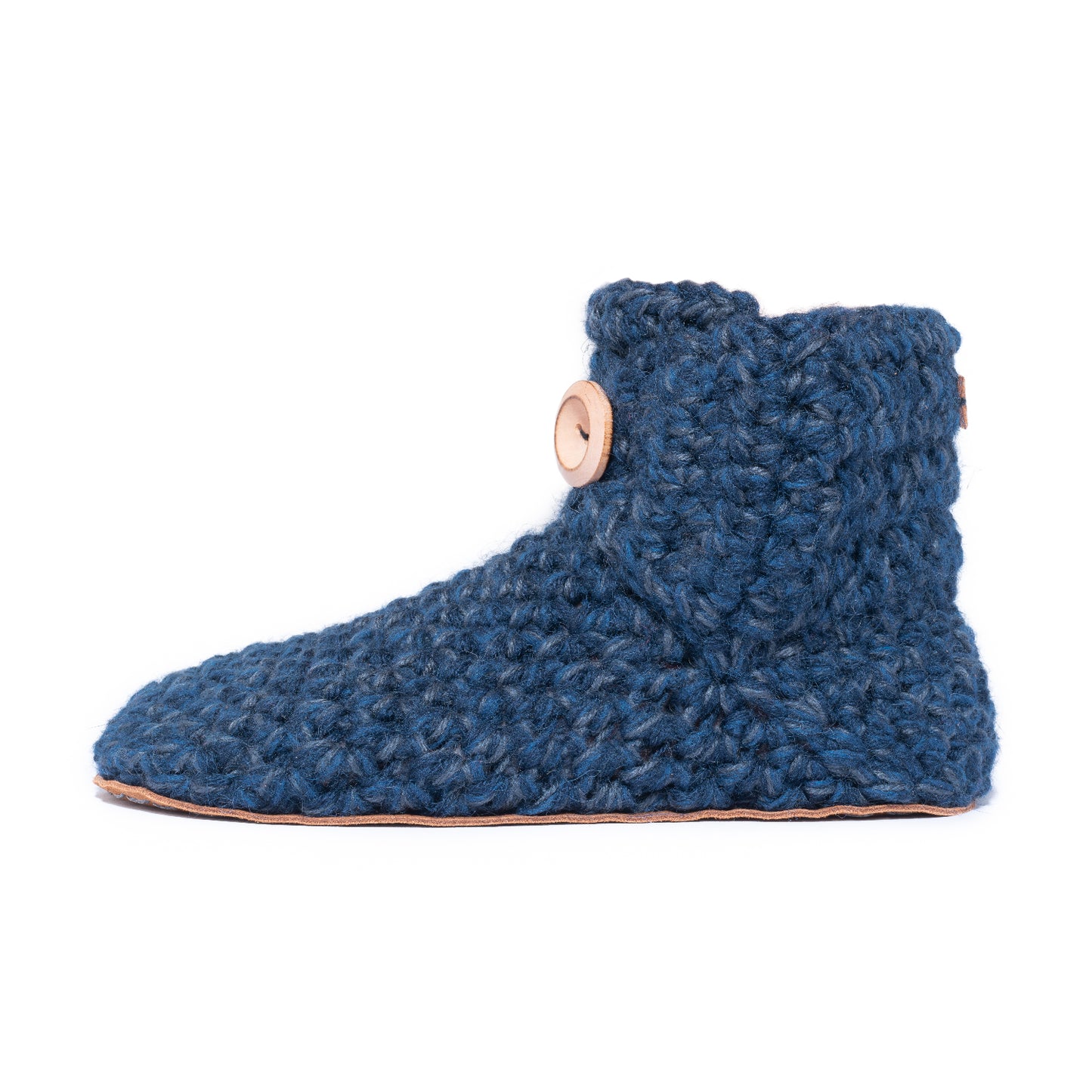 Handmade Bamboo Wool Bootie Slipper in Midnight Blue by Kingdom of Wow