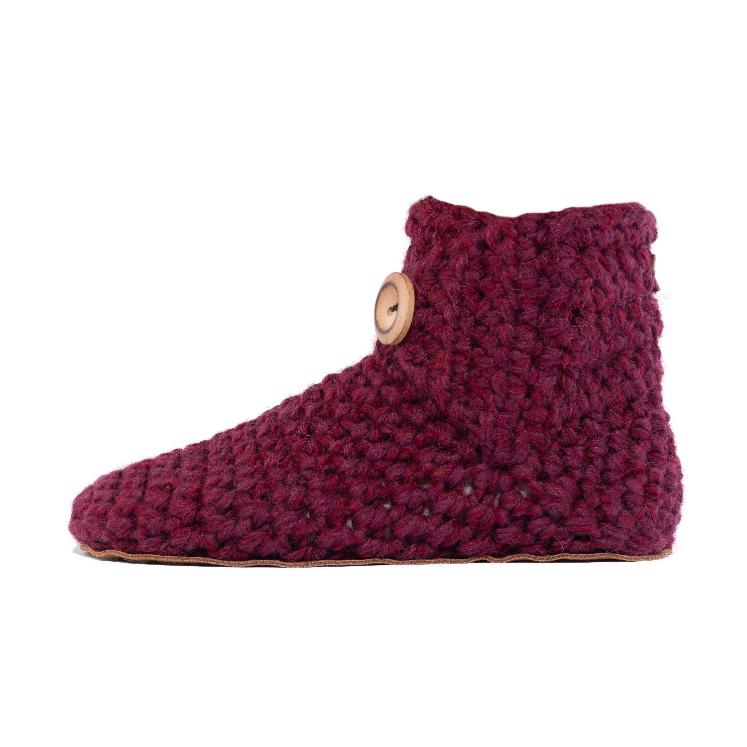 Handmade Bamboo Wool Bootie Slipper in Mulberry Red by Kingdom of Wow