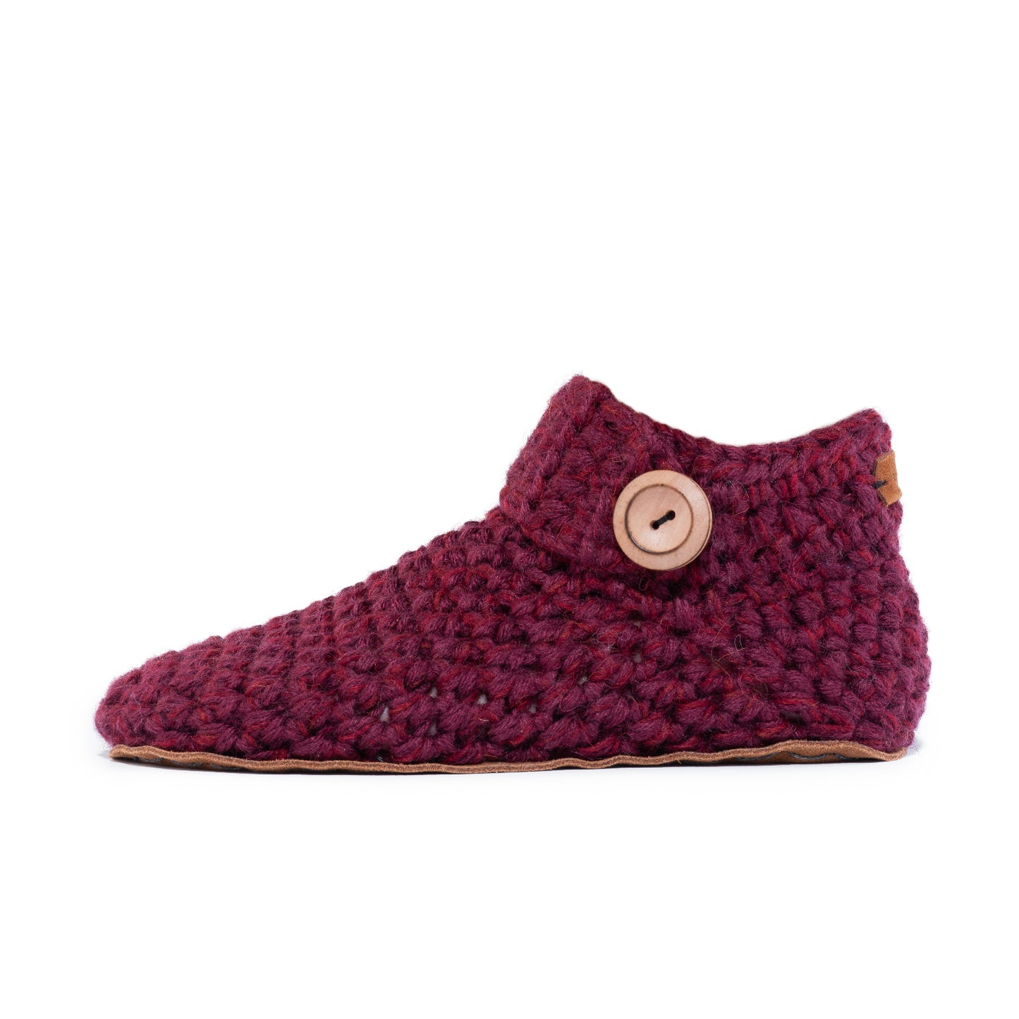 Handmade Ankle Bootie Bamboo Wool Slippers in Mulberry Red by Kingdom of Wow